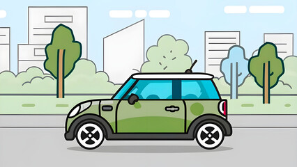car in the city illustration