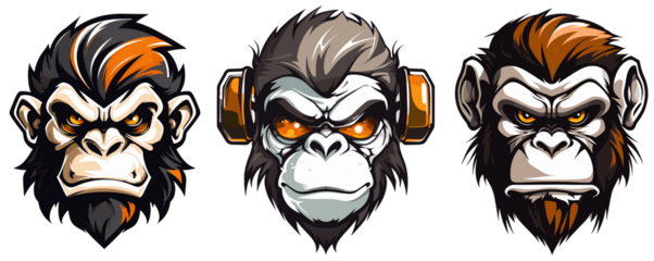 Monkey Head Mascot Symbol Vector Illustration Design for Gaming Logo with Playful and Energetic Presence, Perfect for Esports Teams and Graphic Design