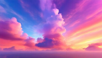 Obraz premium Abstract fantasy background of colorful sky with neon clouds. Generative AI.