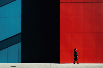 Minimalist silhouettes of people against urban backdrops