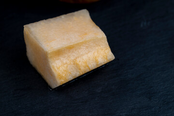 sliced sweet yellow melon, close up