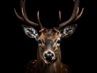 deer portrait on a black background