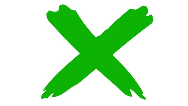 Animated green symbol of cross appears. Icon is drawn. Concept of prohibition. Flat vector illustration isolated on white background.