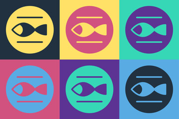 Pop art Pisces zodiac sign icon isolated on color background. Astrological horoscope collection. Vector