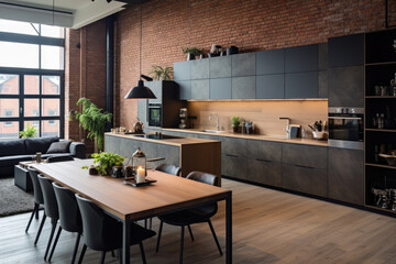 Modern nordic kitchen in loft apartment