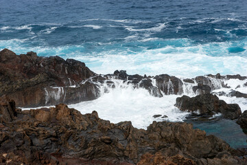 Cliffs and waves near Buenavista del Norte. Tenerife, Spain. Canary Islands
