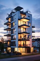 Fototapeta premium Modern residential apartment flat building exterior