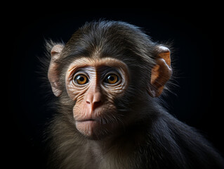 monkey portrait on black background