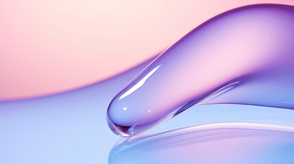  a close up of a drop of water on a blue and pink background with a pink and blue background behind it.