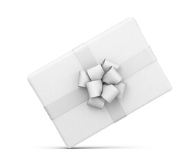 Gift Box Wrapping with Ribbons and Bow 3D rendering