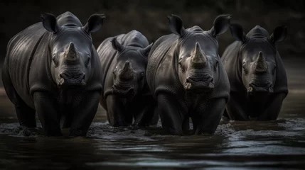 Keuken spatwand met foto Black rhinoceros. Rhino. Africa Concept. Wildlife Concept.  © John Martin
