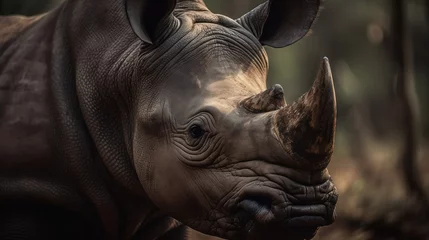 Schilderijen op glas rhinoceros in the national park. Rhino. Africa Concept. Wildlife Concept.  © John Martin