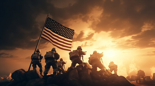 American flag symbolic of patriotism, 4th of july, memorial day, veterans day, army, marines, freedom, united states of america, USA concept