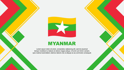 Myanmar Flag Abstract Background Design Template. Myanmar Independence Day Banner Wallpaper Vector Illustration. Myanmar Banner