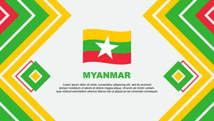 Myanmar Flag Abstract Background Design Template. Myanmar Independence Day Banner Wallpaper Vector Illustration. Myanmar Design