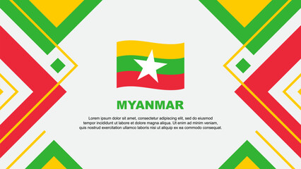Myanmar Flag Abstract Background Design Template. Myanmar Independence Day Banner Wallpaper Vector Illustration. Myanmar Illustration