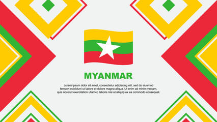 Myanmar Flag Abstract Background Design Template. Myanmar Independence Day Banner Wallpaper Vector Illustration. Myanmar Independence Day