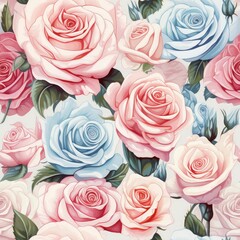 Elegant Watercolor Roses Wrapping Decor: Beautiful Floral Background