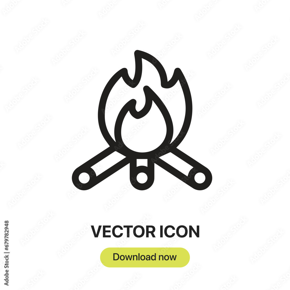 Fototapete bonfire icon vector. linear-style sign for mobile concept and web design. bonfire symbol illustratio