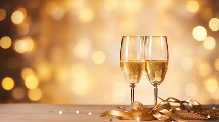 Christmas glasses of champagne