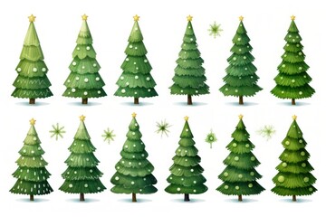 Obraz premium Christmas trees isolated on diferent backgrounds and different textures.
