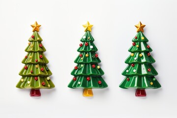 Christmas trees isolated on diferent backgrounds and different textures.