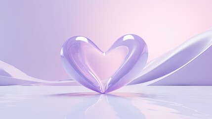  a heart shaped object sitting on top of a white table next to a blurry pink and white wallpaper.