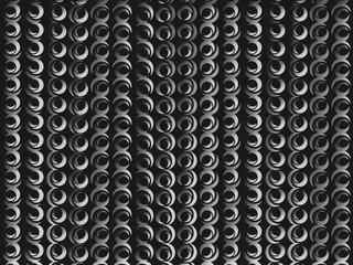 Unique black metal texture steel background. Perforated metal sheet.