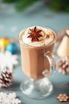Lumumba cocktail or Tote Tante. Alcohol christmas drink with cocoa, rum and cream.