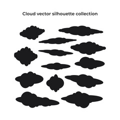 Cloud vector silhouette collection isolated