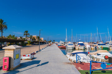 Fototapeta na wymiar Quayside marina at La Pobla de Farnals Spain Mediterranean coast north of Valencia