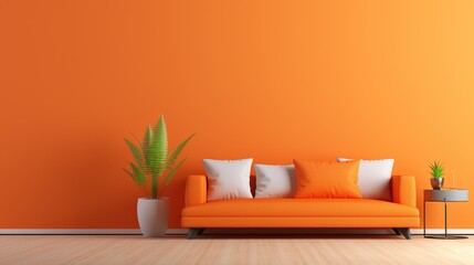 Fototapeta na wymiar Modern and simple orange interior home background