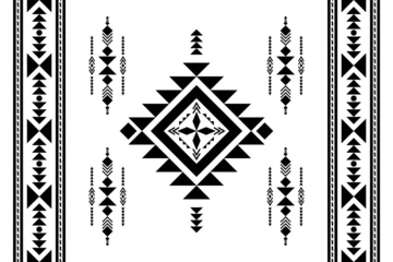 Deurstickers Seamless pattern, Navajo tribe. Native American ornaments, Southwestern national decorating style, Mexican blankets, rugs, sarongs, dresses, curtains, pillows and shawls. White background. © Sumit Pongtaow