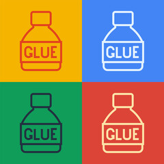 Pop art line Glue icon isolated on color background. Vector
