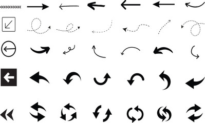 Arrows big black set icons. Arrow icon. Arrow vector collection. Arrow. Cursor. Modern simple arrows. Vector illustration, black and white arrow icons set