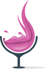 Wine glass and lips vector logo design.