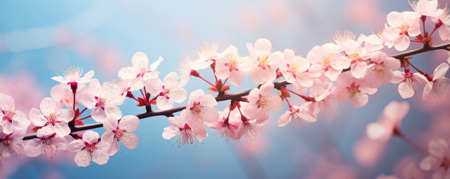 Spring flowers background with pink blossom