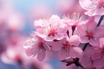 Obraz na płótnie Canvas Spring flowers background with pink blossom