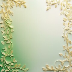 Obraz premium Gold and Pale Green 3D Textured Background with Vine Borders
