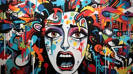 mental health, anxiety, depression issues graffiti art colorful pop art  