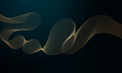 Abstract glowing wavy flowing dynamic smooth curve lines isolated on blue background. Digital future technology concept. Design for banner, flyer, cover, technology, science, data, brochure, magazine.