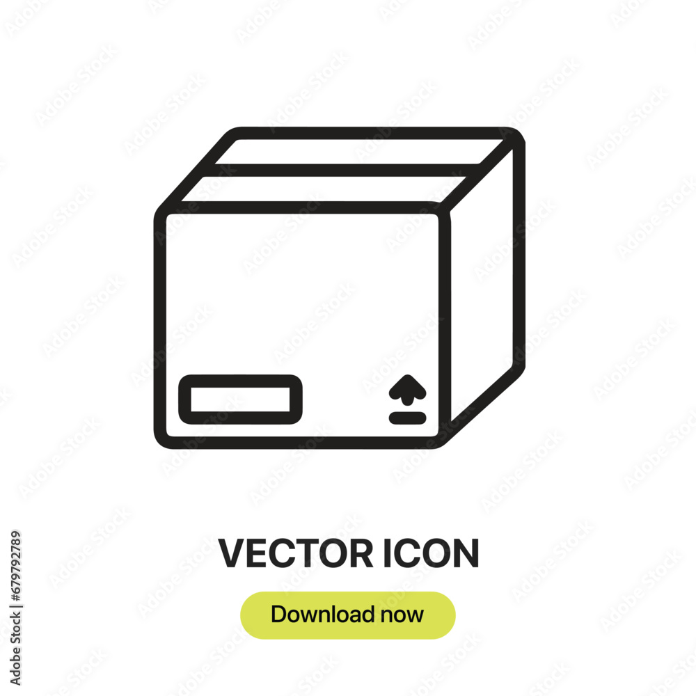 Aufkleber Box icon vector. Linear-style sign for mobile concept and web design. Box symbol illustration. Pixel vector graphics - Vector.