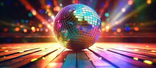 Disco ball with bokeh background. 3d illustration