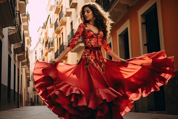 Naklejka premium Woman in flamenco dress