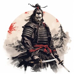 Ai disegno di un antico guerriero samurai t shirt 03