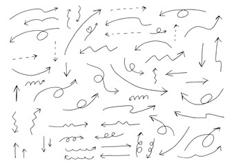 シンプルな手描き矢印のイラストセット