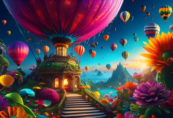 A strange and mysterious world scene in a dream. Generative AI