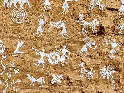 Warli art painting closeup.