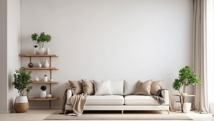 Fototapeta na wymiar Living room design interior white tone. Mockup living room