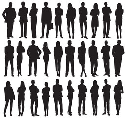 Business people silhouettes, standing business people vector.